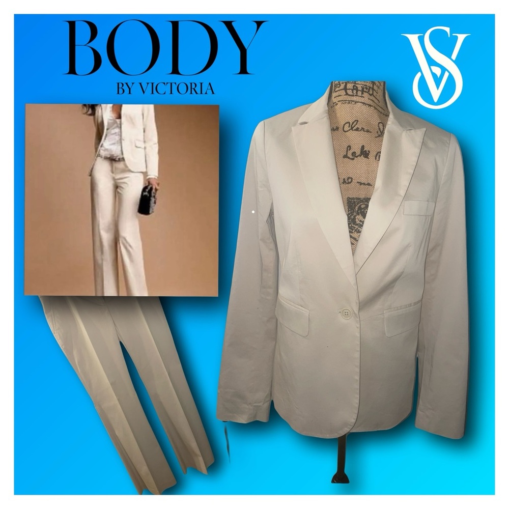 Victoria's Secret Cream Blazer Tailored Suit Pants Suit (set).